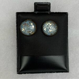 Light Blue and Gold Glitter stud earrings.